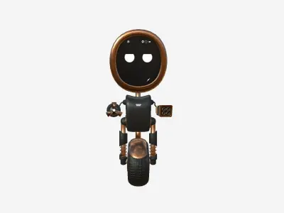 Wheel Robot H10 Black Copper - SciFi Character Design Low-poly 3D model
