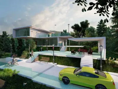 Modern Bunglow  Lumion Scene 3D Model 3D model