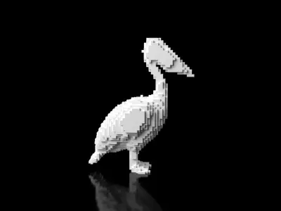 Pelican Minecraft Voxel Low-poly 3D model