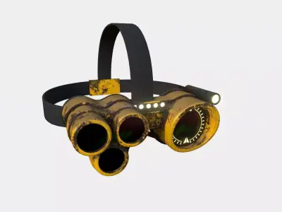 SciFi Glasses J09 Yellow - Character Design Fashion Low-poly 3D model