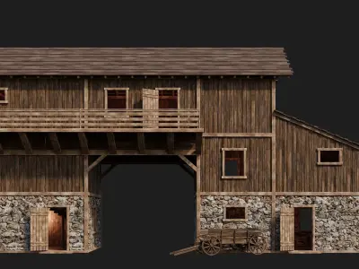 Old Wooden House Building 4K Textures GameReady 122 Low-poly 3D model
