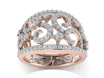 Light Weight Rose Gold Diamond Ring  -EZ R-289 3D print model