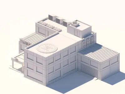 Cartoon Low Poly Hospital Building Low-poly 3D model