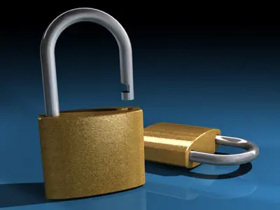 Padlock1 two gold padlocks 3D model