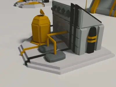 Futuristic Buildings Set Low-poly 3D model