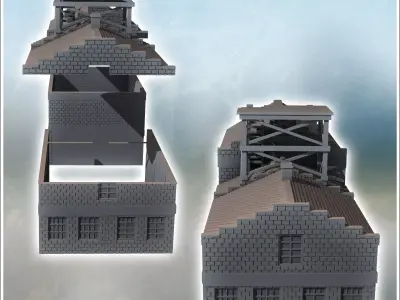 Large two-storey building with wooden roof structure 21 - Modern 3D print model