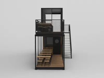 40ft Shipping Restaurant Design 3D model