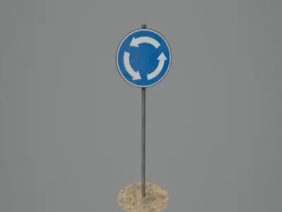 Road Sign 08 - Mandatory Way - Roundabout Low-poly 3D model