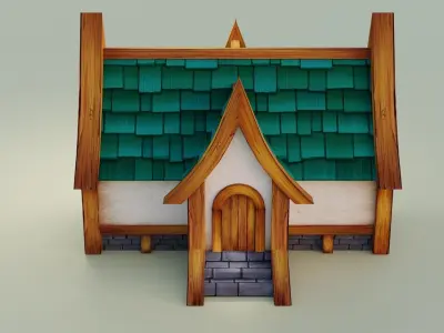 Low poly Cartoon House 4 Low-poly 3D model