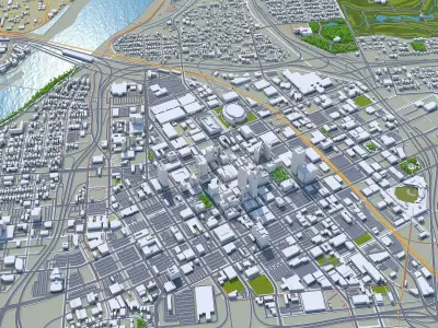 Tulsa Downtown Oklahoma USA Low-poly 3D model