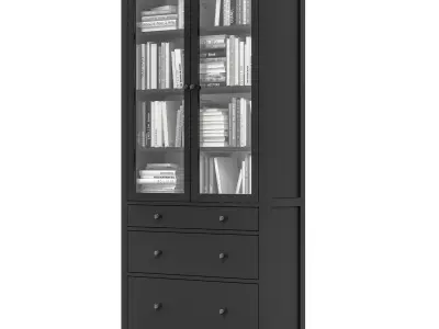 IKEA - HEMNES Cabinet with glass door and 3 drawers with books 3D model