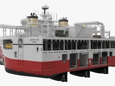  Ramform Titan Seismic Survey Vessel with Helipad White and Red 