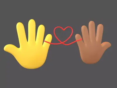 Hand with Red Line Icon v1 036 Low-poly 3D model