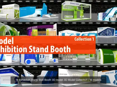 1 with 16 Exhibition Stand  Booth 3D model 3D Model 3D Model Pack