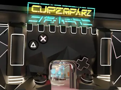 Cyberpunk Arcade Low-poly 3D model