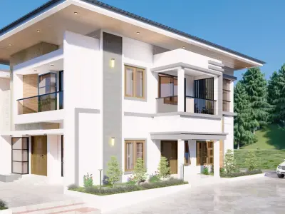 tropical modern minimalist house  3D print model