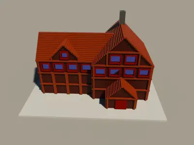 3d voxel low-poly house Low-poly 3D model purchase