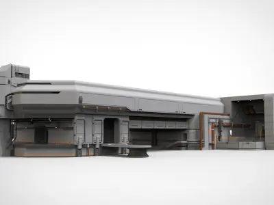 Complex 3 futuristic building 3D model