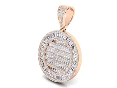 round baguette diamond pendant 3D print model
