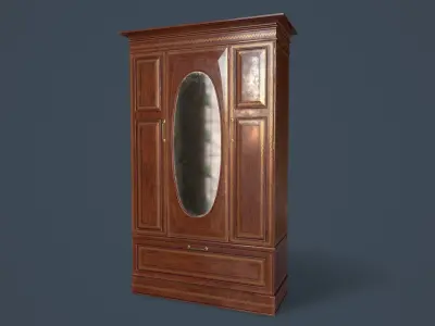 Rigged Wardrobe Low-poly 3D model
