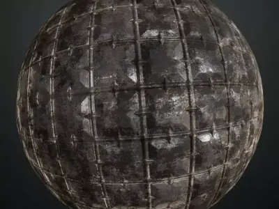 Dirty Industrial Sci-Fi Metal Plate PBR Seamless Texture