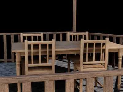 Gazeboo 3D model Low-poly wooden gazebo Low-poly 3D model