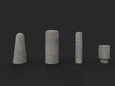 bollard-concrete three concrete blocks 3D model