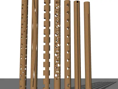 3D Bamboo Bollard Lights 3D model