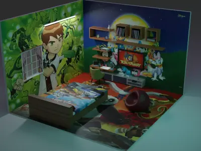 KIDS BED ROOM Free low-poly 3D model