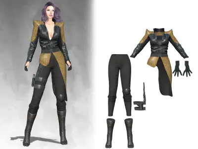Full Sci-Fi Concept Combat Outfit Low-poly 3D model
