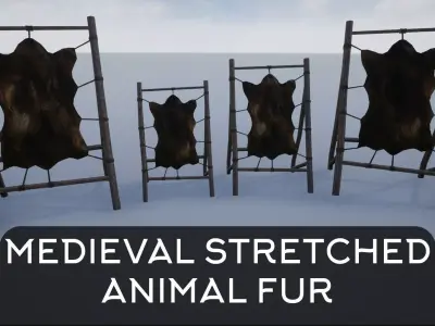 Medieval Stretched Skinned Animal Fur Low-poly 3D model
