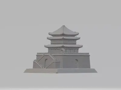 Chinese city gate ancient building pavilions 3D print model