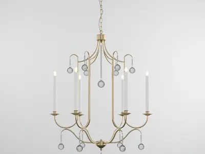 Piper chandelier with four candle holders and crystals 3D model
