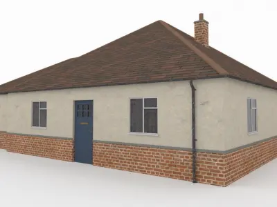 Bungalow  British English UK house low poly Low-poly 3D model