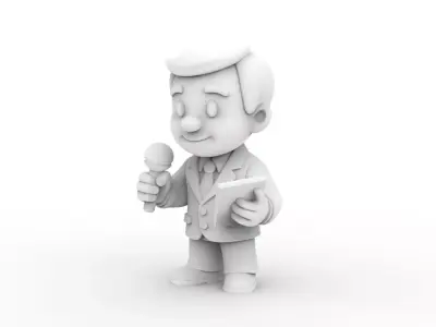 Cartoon Reporter 3D Printable 3D print model