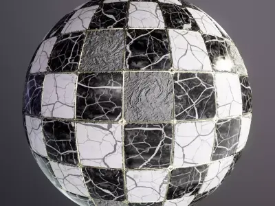 Marble tiles in gold frame Texture