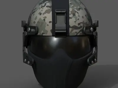 Helmet scifi military combat 3d model low poly fantasy  Low-poly 3D model