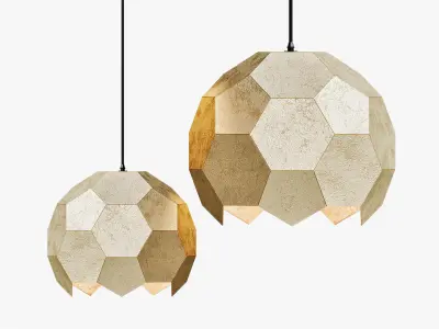 Polyhedron Pendant Antique Gold And Black 3D model