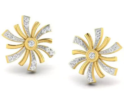 Rose Gold Diamond Women Earring 3D print Model 3D print model 8