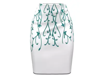 Flower Pattern Knee Length White Pencil Skirt Low-poly 3D model