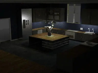 Light pendant with three lights hanging from it Free low-poly 3D model