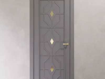 Art Deco style interior door with golden inserts 3D model