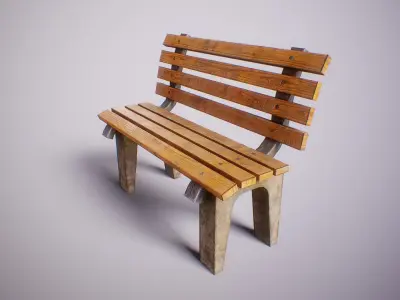 Simple PBR Park Bench Free low-poly 3D model