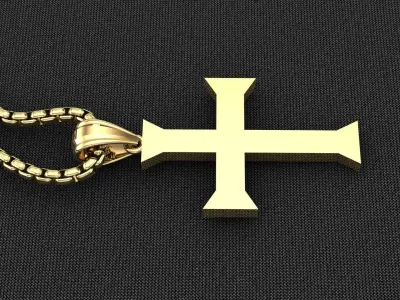 High Cross Pendant Light Gold 18K 3CP075 3D model