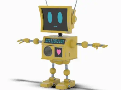 Cute Robot Low-poly 3D model 6