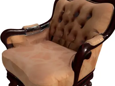 Classic Ornate Tufted Armchair Low-poly 3D model