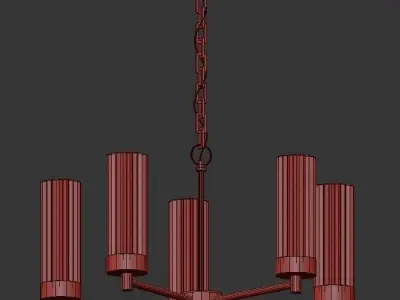 Jeanette five light chandelier with clear glass shades 3D model