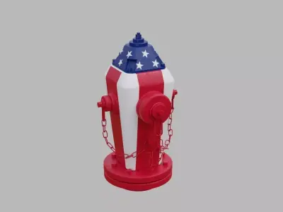 Fire Hydrant 19 - American Flag Patriotic Fireplug 3D model