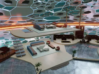 Detailed 3D Metaverse Space for web3 NFT community 3D model