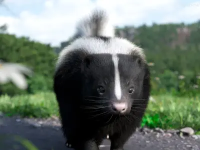  Striped Skunk Wild Animal Walk Fur Animated Rigged For Blender 
